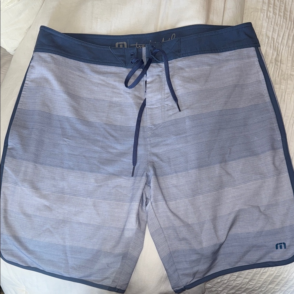 Travis Mathew Navy and Light Gray Board Shorts